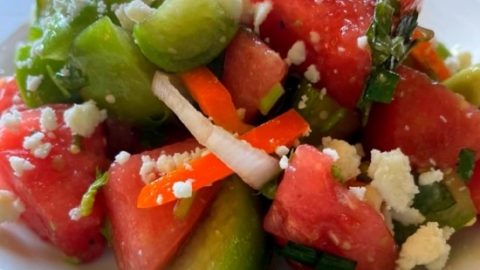 Watermelon Tomatillo Mint Salad